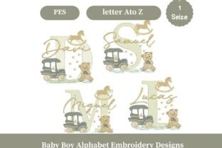 Baby Boy Alphabet Embroidery Design a-Z · Creative Fabrica