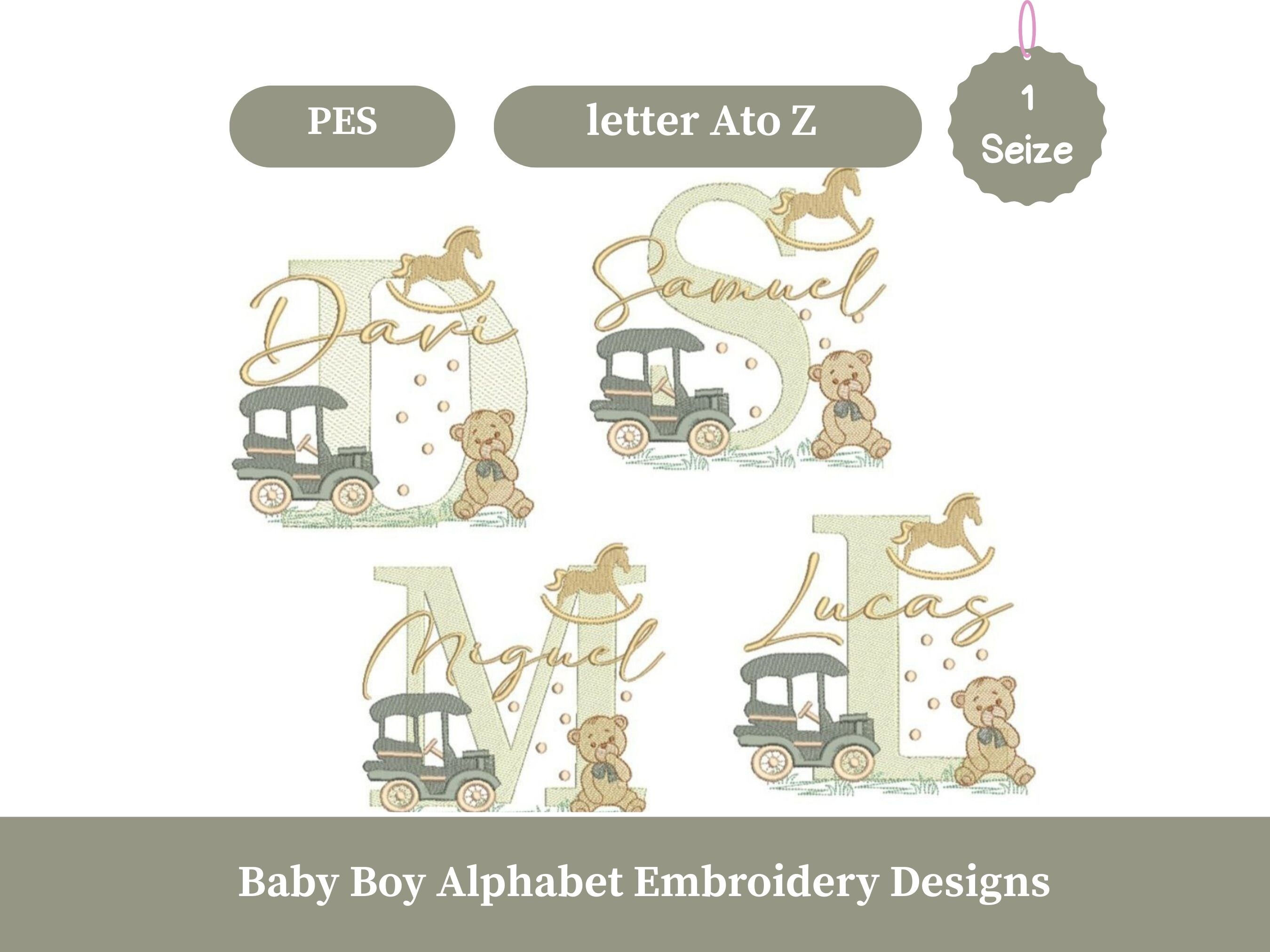 Baby Boy Alphabet Embroidery Design a-Z