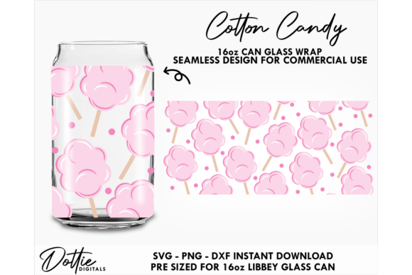 Candy Floss 16oz Libbey Glass Wrap SVG Gráfico Manualidades Por dottiedigitals