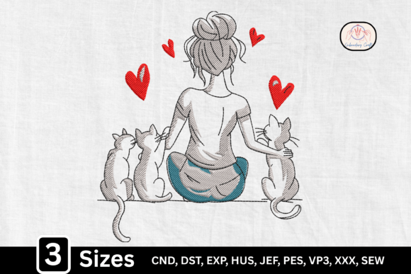 Cat Mom Love, Girl with Cats
