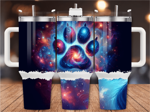 Cosmic Space Paw Print 40oz Tumbler Wrap