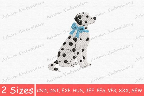 Cute Dalmatian Dog with Blue Bow