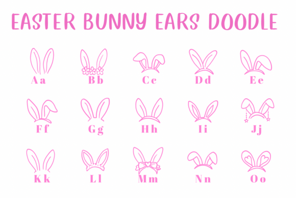 Easter Bunny Ears Doodle Font PNG with transparent background - Preview 1