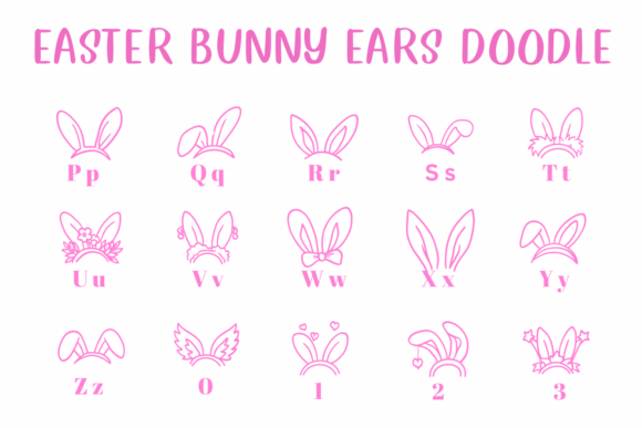 Easter Bunny Ears Doodle Font PNG with transparent background - Preview 2