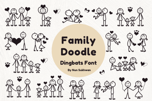 Family Doodle Dingbats Font By Nun Sukhwan