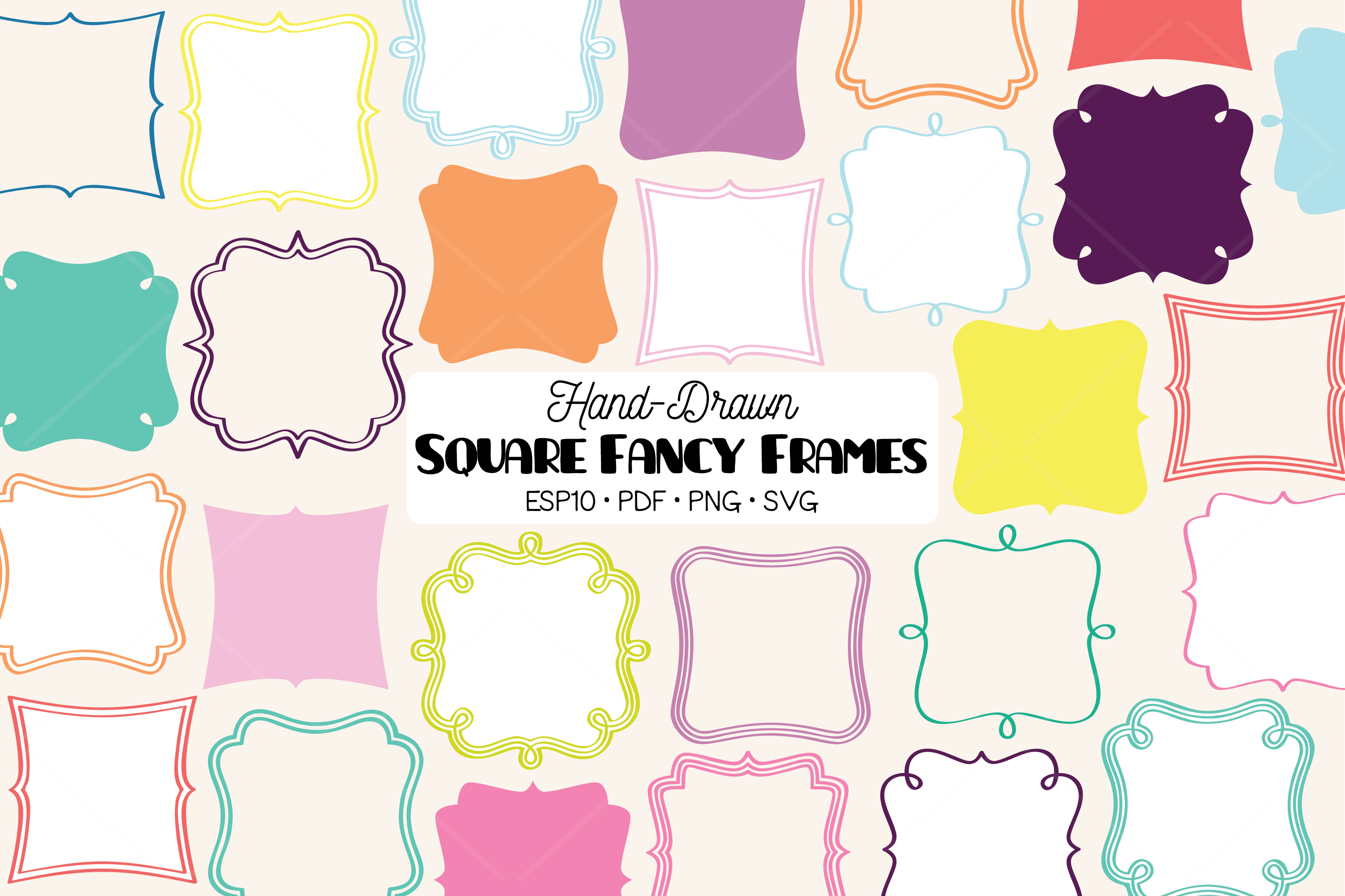 Fancy Color Square Frames Border Graphic by Digital_Draw_Studio ...