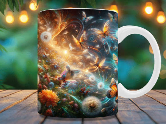 Fantasy Butterfly Dandelion Mug Wrap Graphics