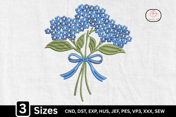 Floral Bow, Blue Hydrangea Bouquet
