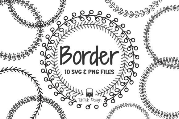 Floral Circle Border SVG PNG Bundle