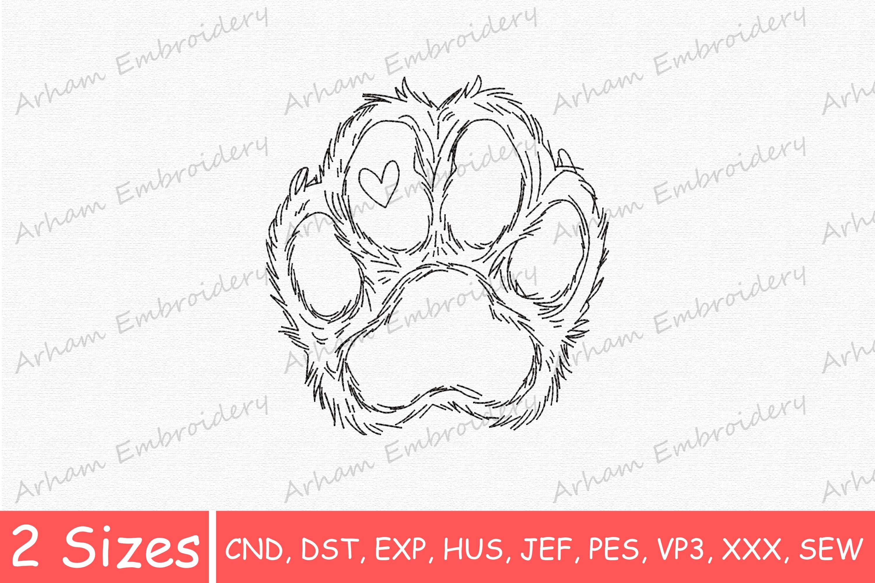 Fluffy Paw Print with Heart