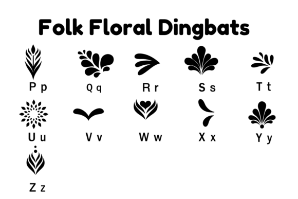 Folk Floral Dingbats Font - Preview 6