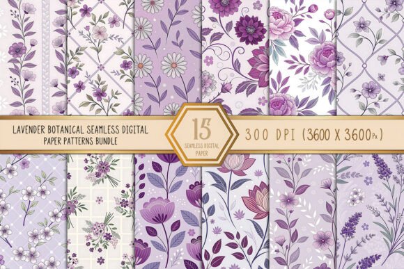 Lavender Botanical Digital Paper Bundle Graphic by Craftfiles-SVG ...