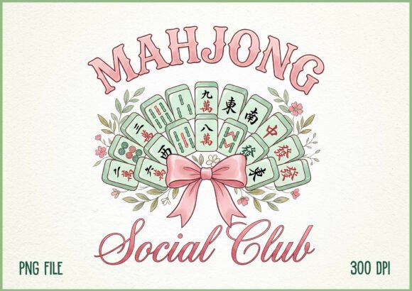 Mahjong Social Club Coquette Bow PNG