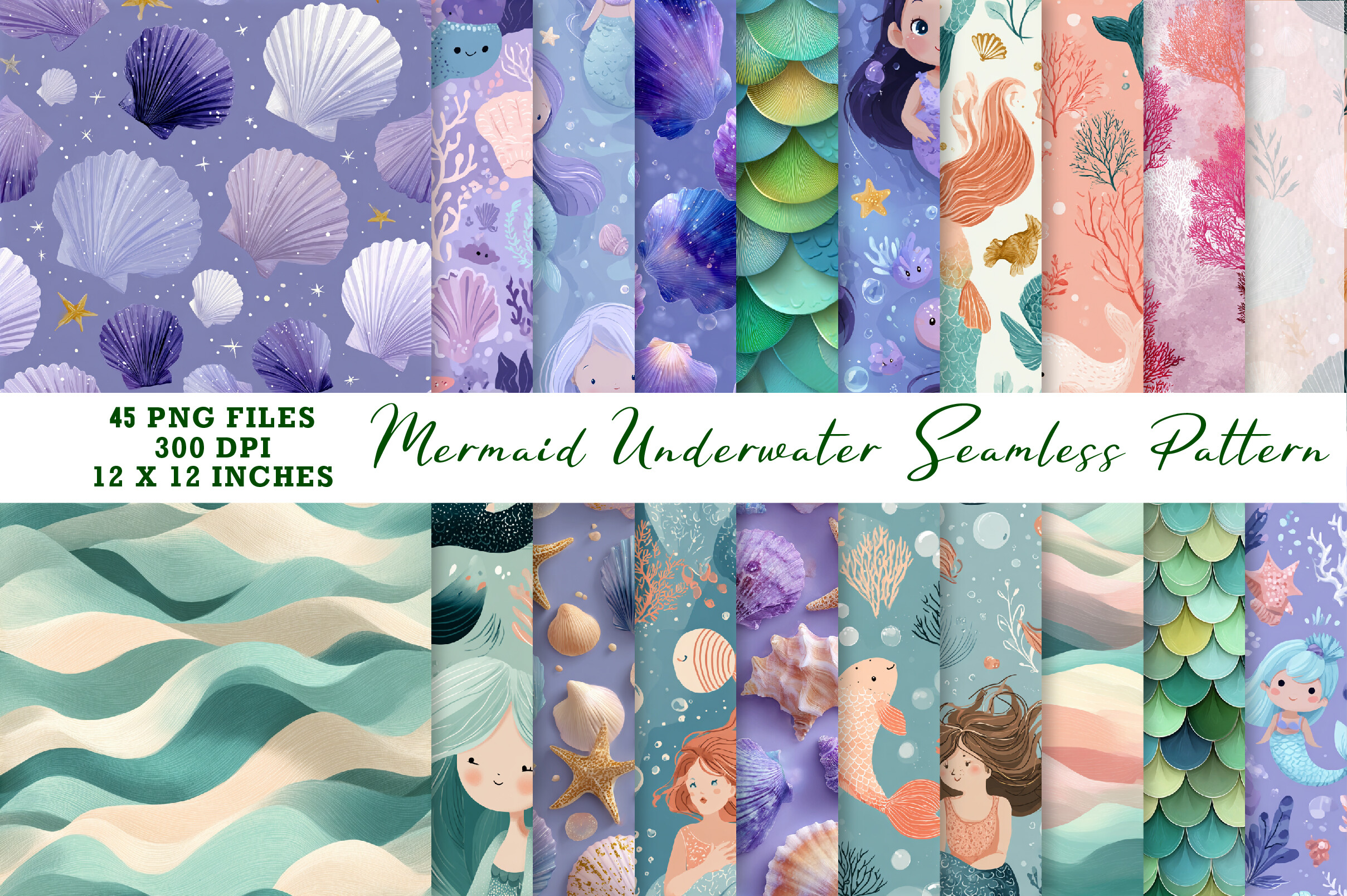 Mermaid Underwater Seamless Pattern Graphic by Dreamshop · Creative Fabrica
