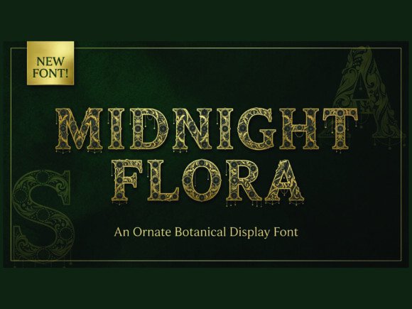 Midnight Flora Font PNG with transparent background - Preview 1