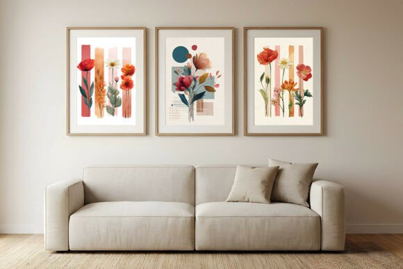 Modern Abstract Floral Wall Art Set