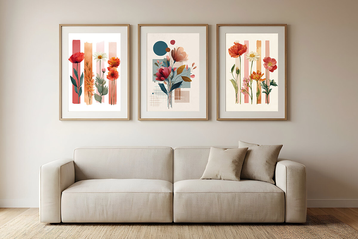 Modern Abstract Floral Wall Art Set