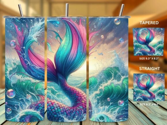 Ocean Wave Mermaid Splash Tumbler Wraps