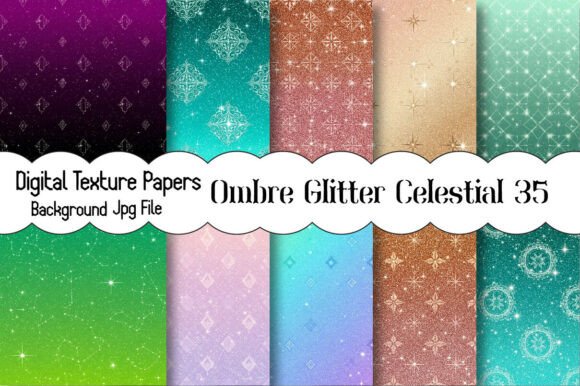Ombre Glitter Celestial Digital Paper