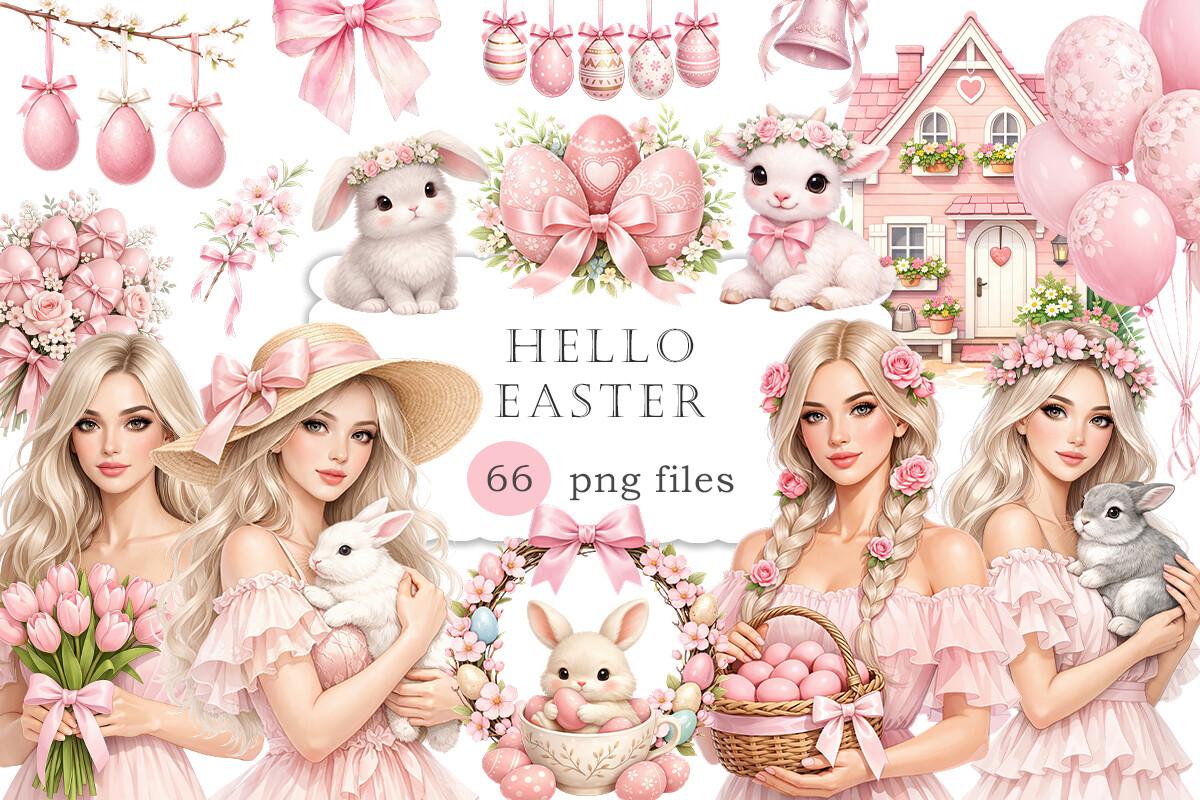 Pink Easter Spring Clipart PNG Graphic by NeuroStoker · Creative Fabrica