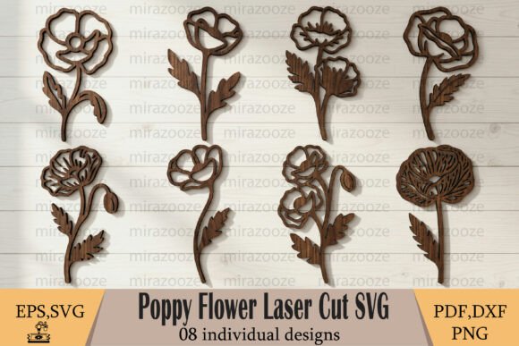Poppy Cut Files Poppy Flower Laser Cut SVG · Creative Fabrica