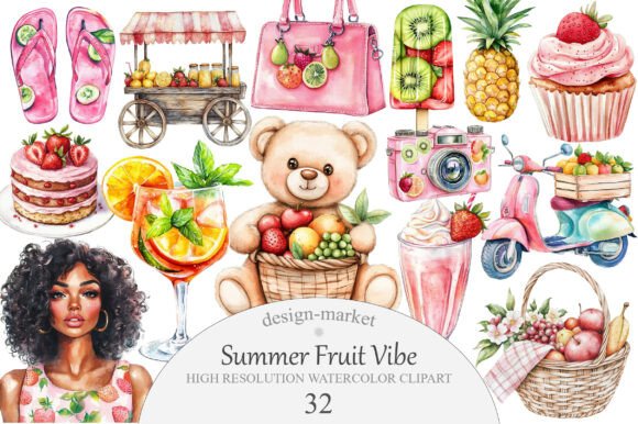 Summer Fruit Vibe Clipart Graphic by Design Market · Creative Fabrica