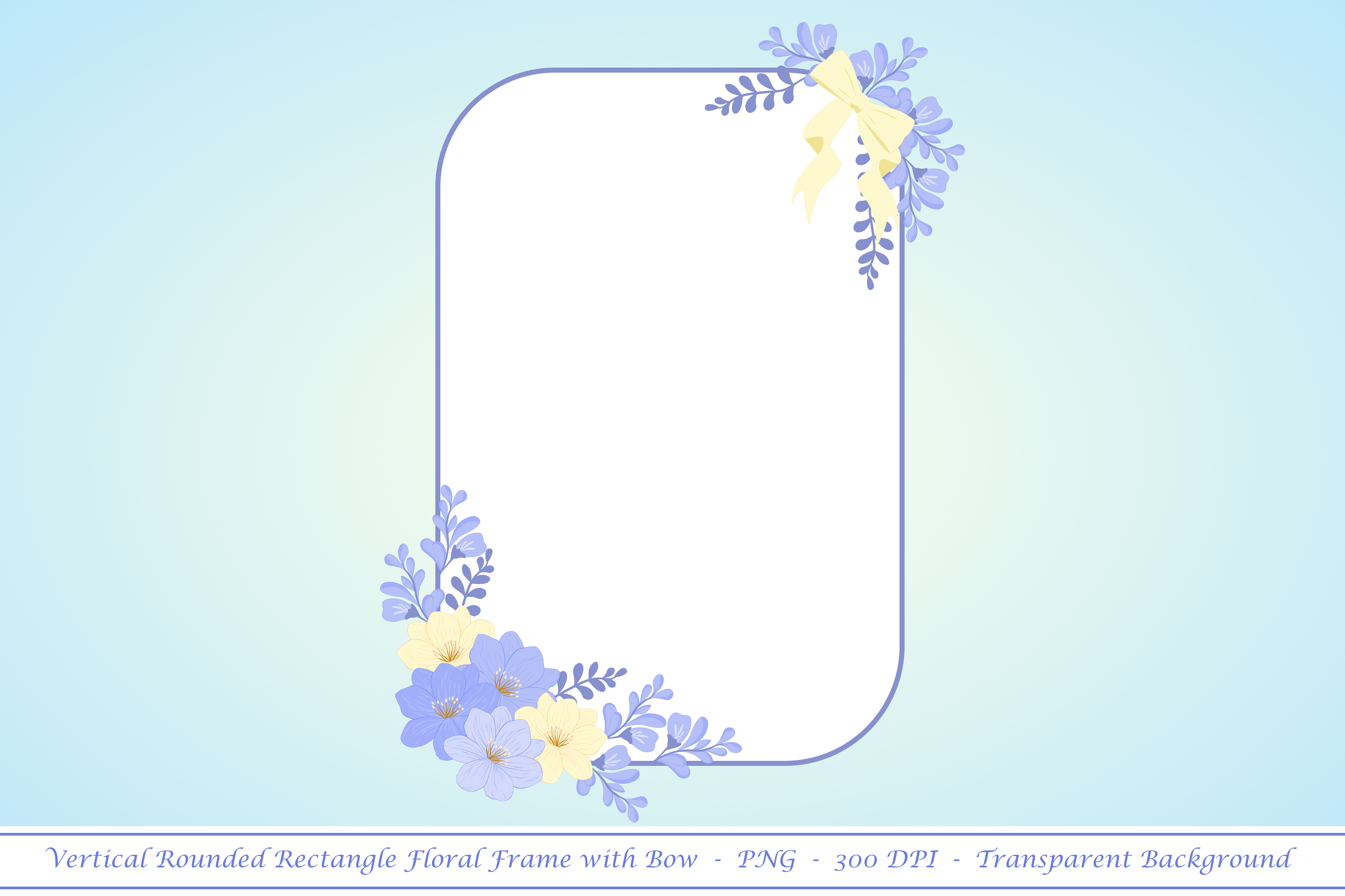 Vertical Rounded Rectangle Floral Frame