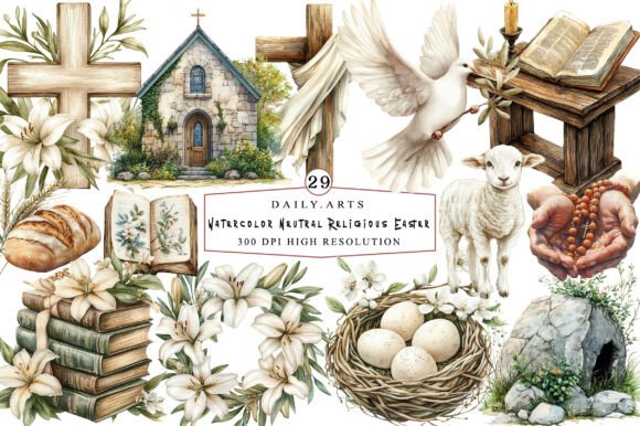 Watercolor Neutral Religious Easter