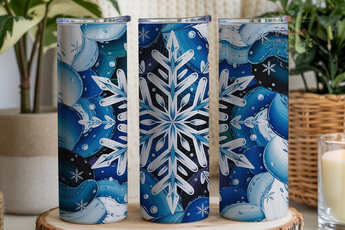Winter Snowflake Art 20oz Tumbler Wrap