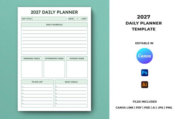 2027 Daily Planner Template - Printable