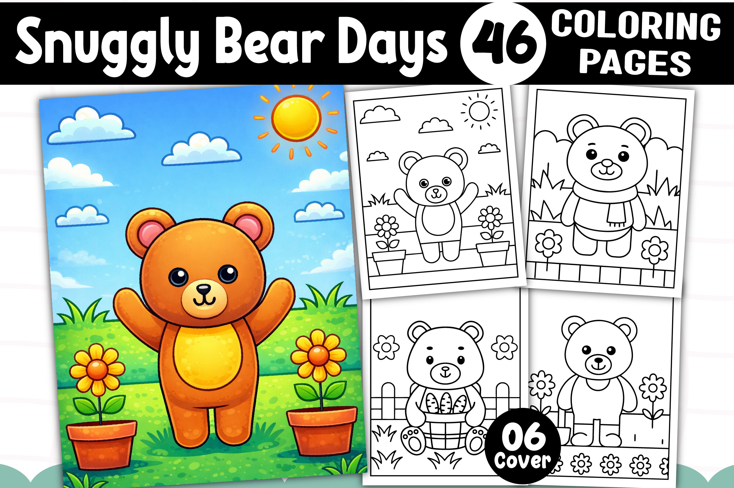 Adorable Cozy Bear Cute & Comfy Coloring
