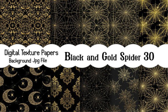 Black and Gold Spider Digital Paper