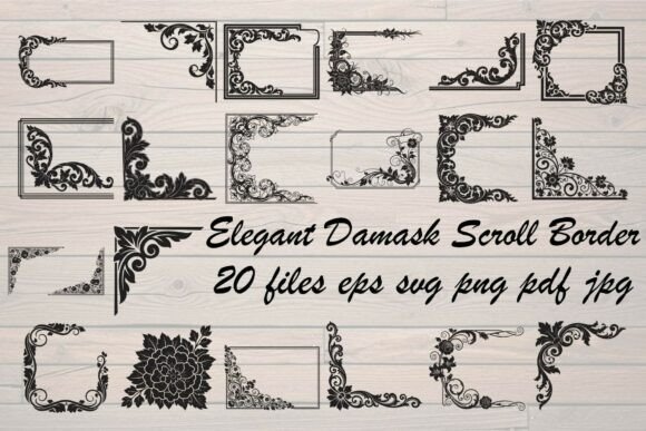 Elegant Damask Scroll Border