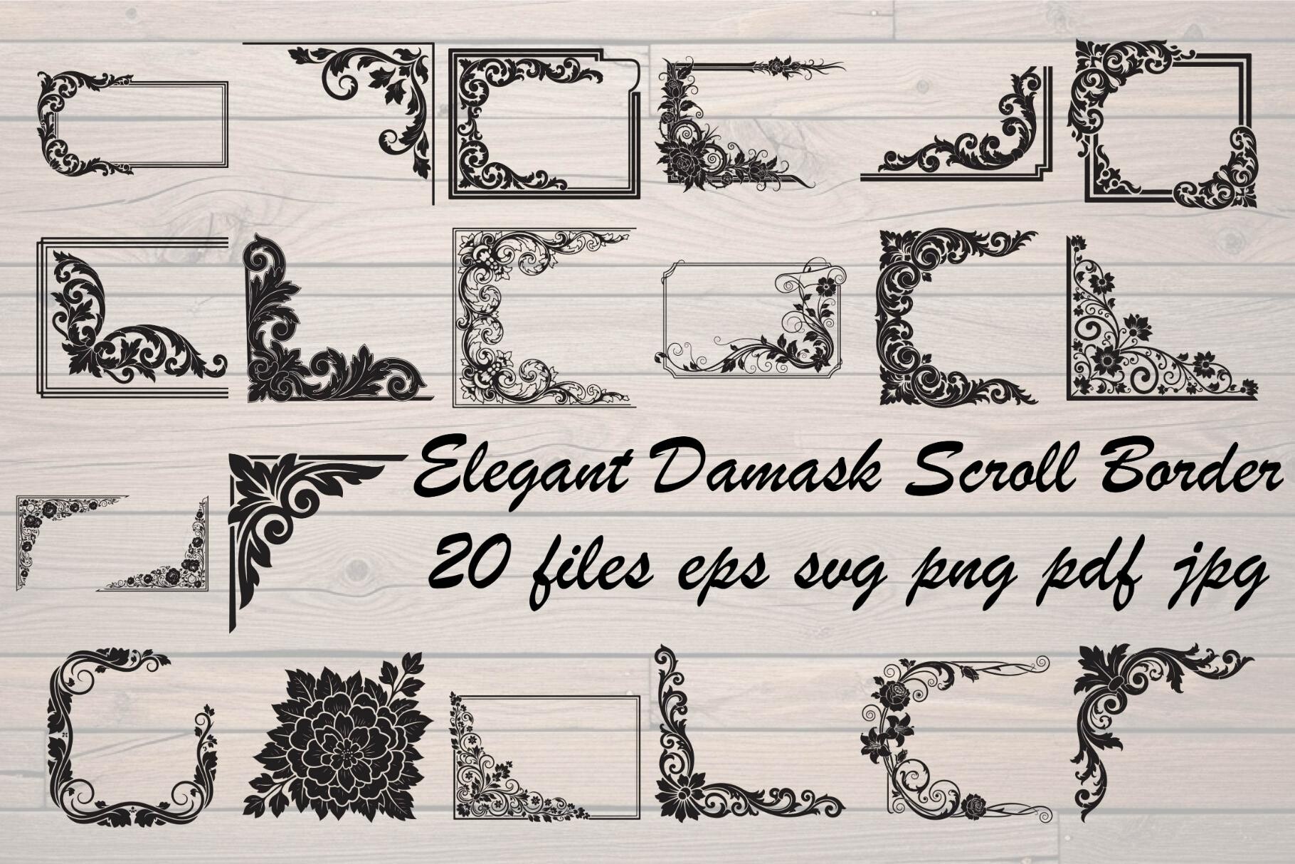 Elegant Damask Scroll Border