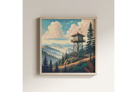 Forest Fire Lookout Cross Stitch Pattern
