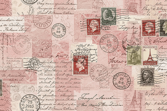 French Postage Stamp Junk Journal Patter Afbeelding Achtergronden Door LifePlanStudeo
