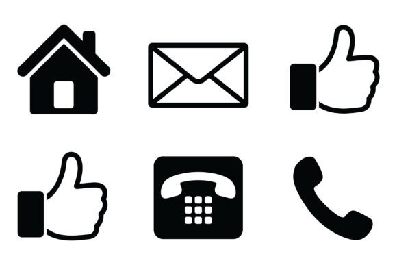 House Email Thumbs Up and Phone Icon Set