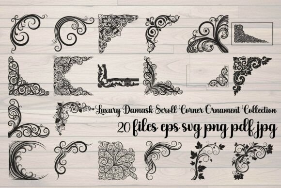 Luxury Damask Scroll Corner