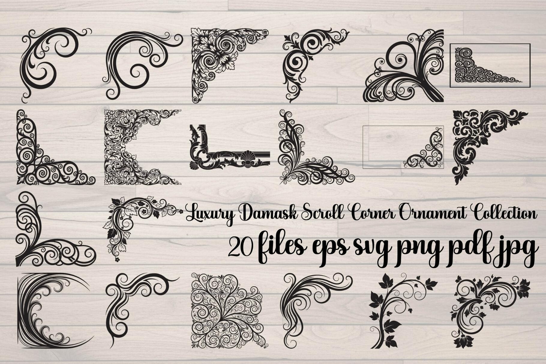 Luxury Damask Scroll Corner
