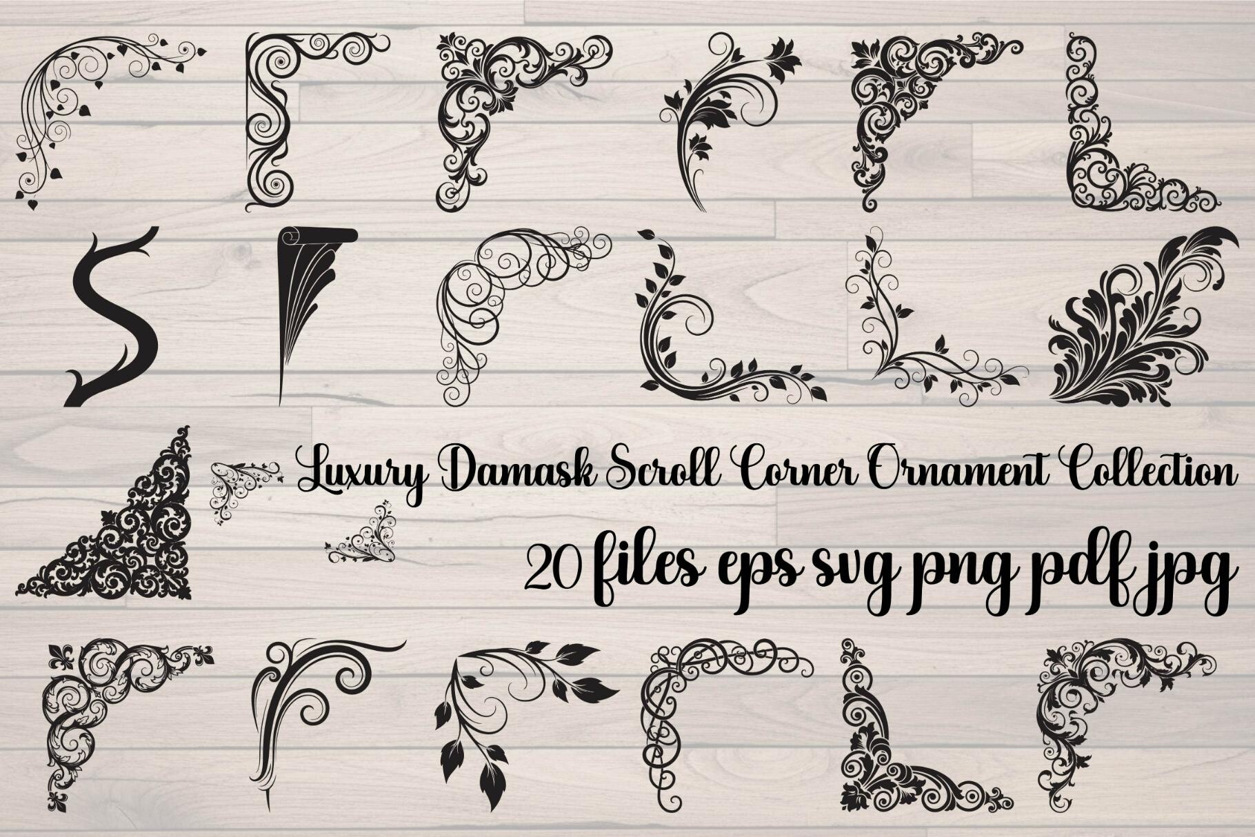 Luxury Damask Scroll Corner
