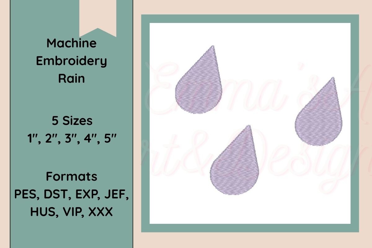 Machine Embroidery Rain Drop Design