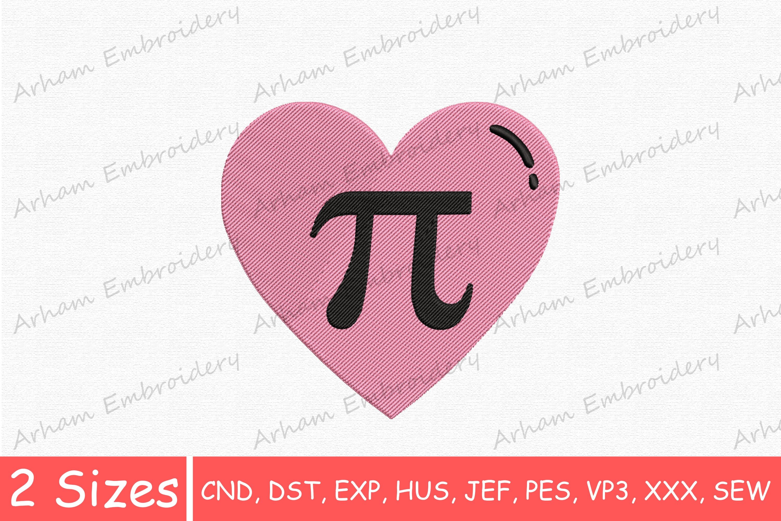 Math Lover Pi Heart Embroidery