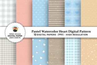 Pastel Watercolor Heart Digital Patterns Graphic by sagorarts ...