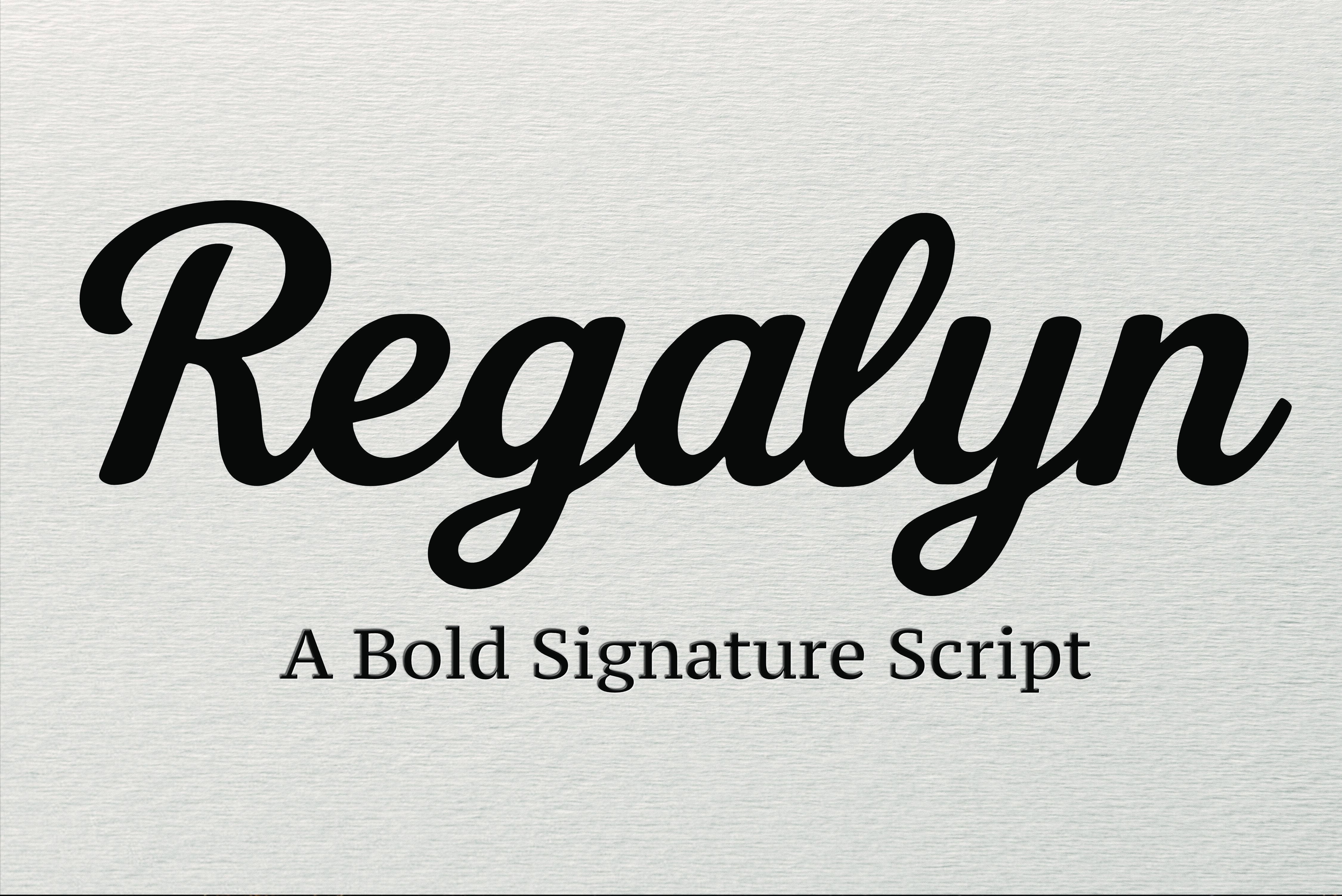 Regalyn font preview, script calligraphy for recipient names