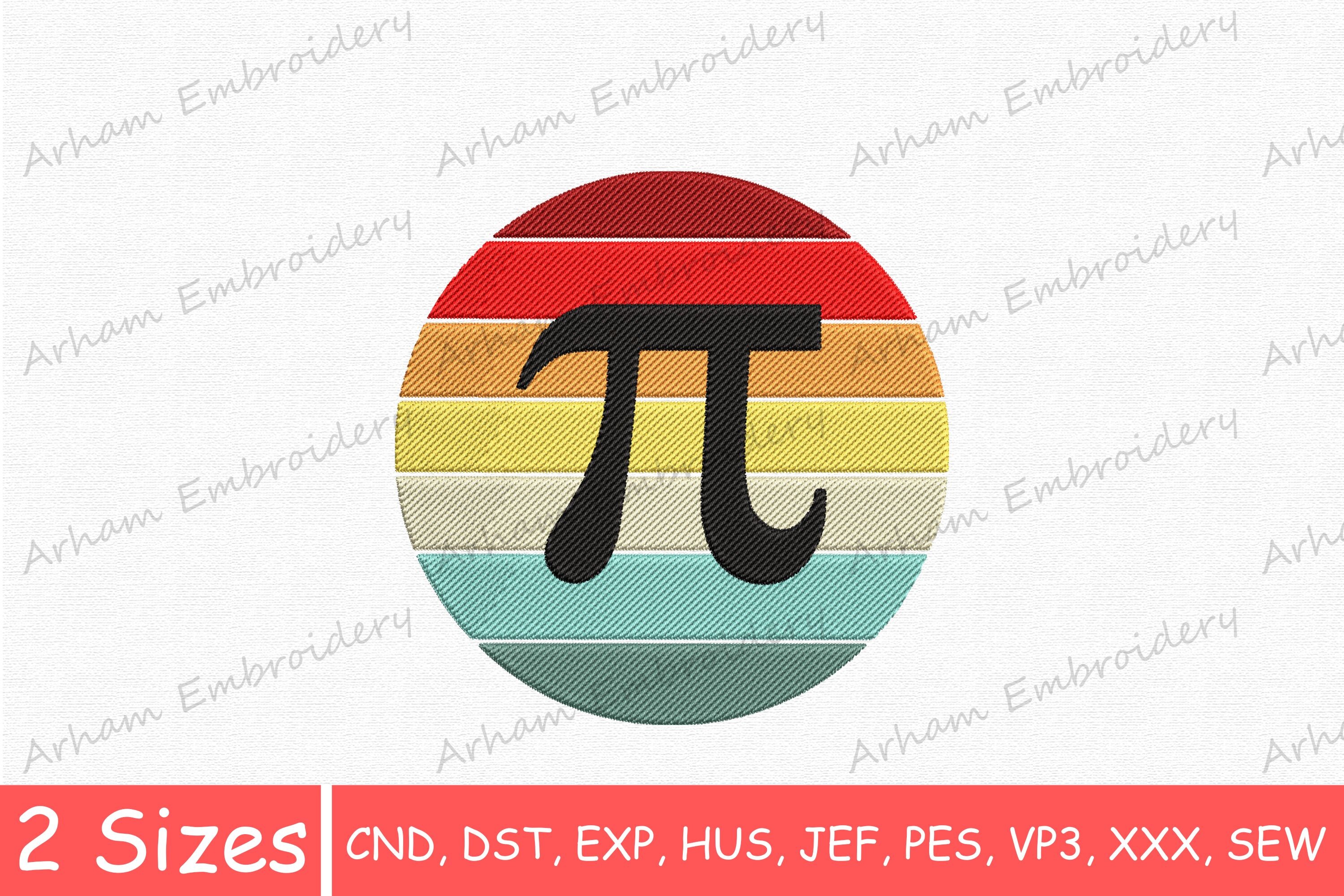 Retro Pi Day Embroidery Design