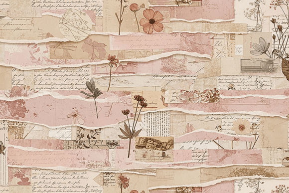 Torn Paper Floral Junk Journal Collage