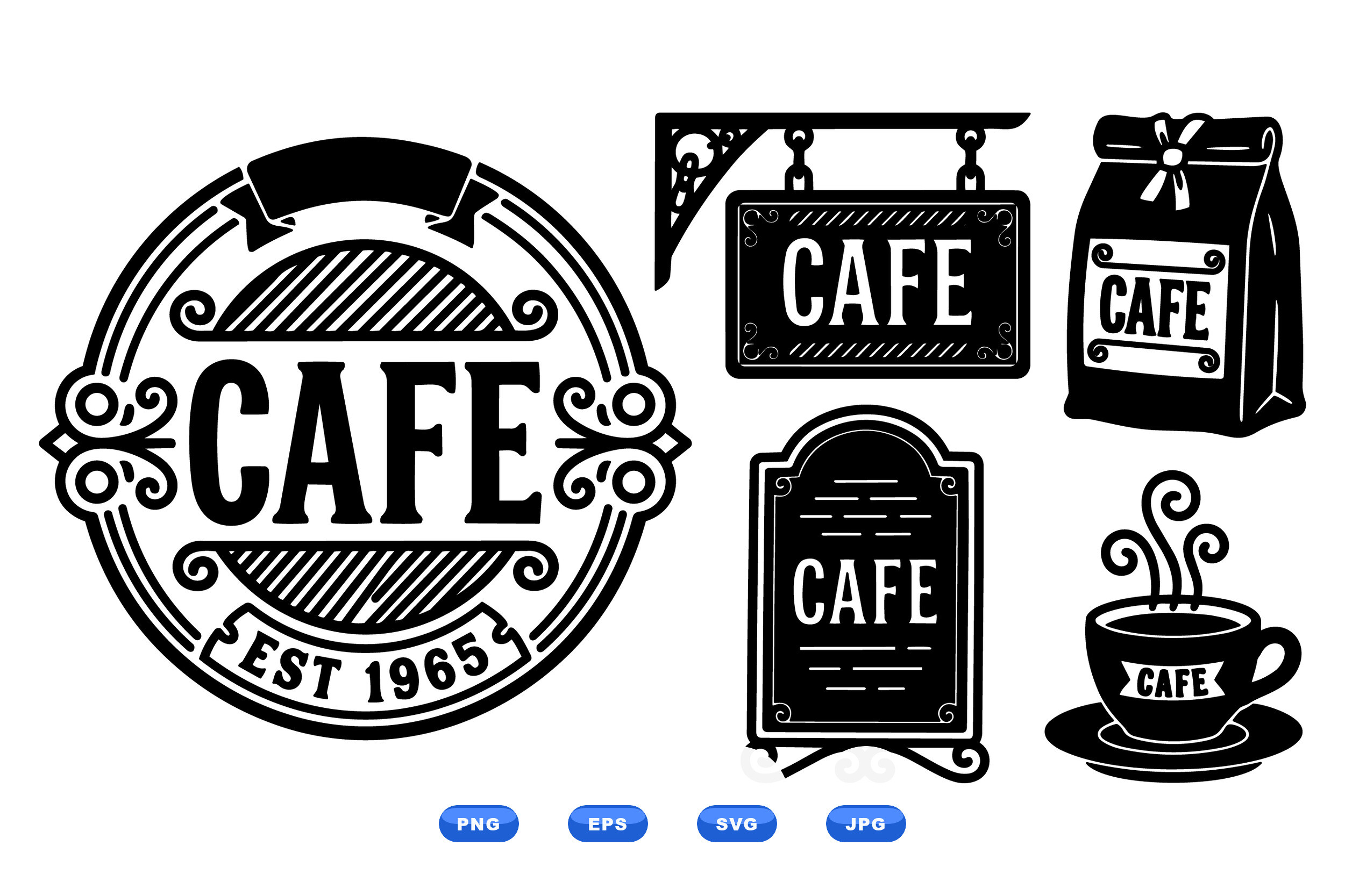 Vintage Cafe Logo Design Pack