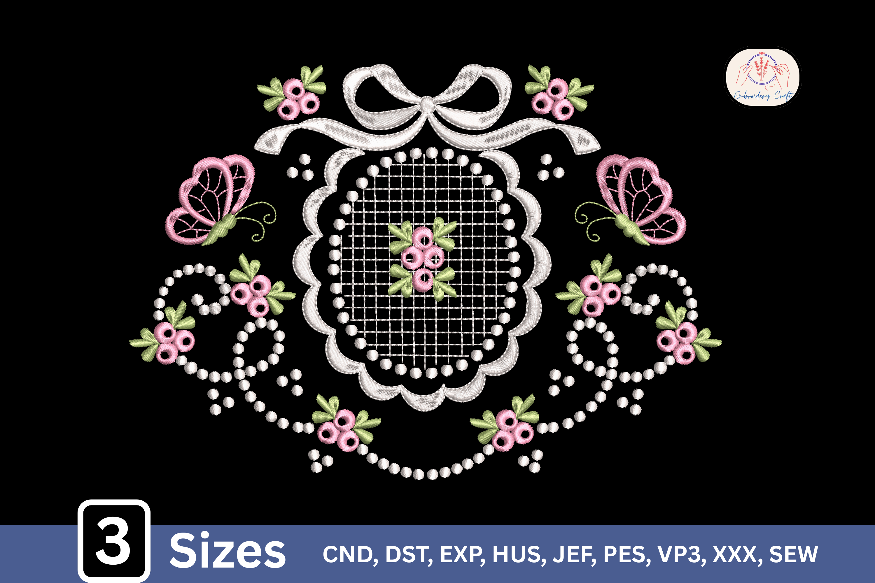 Vintage Lace Floral Bow Monogram Frame