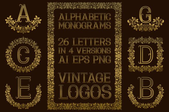 Vintage Alphabetic Monograms Gráfico Logos Por yuryfrom