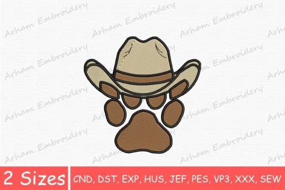 Western Cowboy Paw Embroidery Design